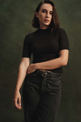 HIGH NECK T-SHIRT - BLACK